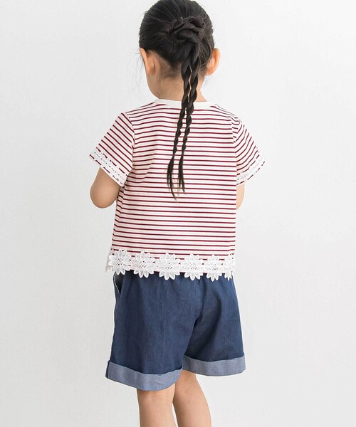 BeBe Petits Pois Vert(ベベプチポワヴェール)の「【店舗限定】裾折り返しデニムショートパンツ(95~160cm)(デニムパンツ・キッズ・ネイビー/グレー・120cm/150cm/160cm/140cm/110cm/130cm)」の3枚目の写真