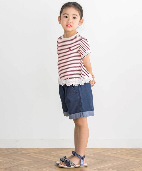 BeBe Petits Pois Vert(ベベプチポワヴェール)の「【店舗限定】裾折り返しデニムショートパンツ(95~160cm)(デニムパンツ・キッズ・ネイビー/グレー・120cm/150cm/160cm/140cm/110cm/130cm)」の12枚目の写真