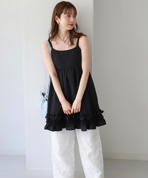 tiptop(ティップトップ)の「裾フリルミニキャミワンピース(チュニック・レディース・オフホワイト/ブラック/ホワイト系その他/ブラック系その他・FREE)」の21枚目の写真