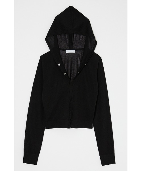 MOUSSY(マウジー)の「SHEER HOOKED カーディガン(カーディガン/ボレロ・レディース・ブラック/ネイビー/オフホワイト・FREE)」の2枚目の写真