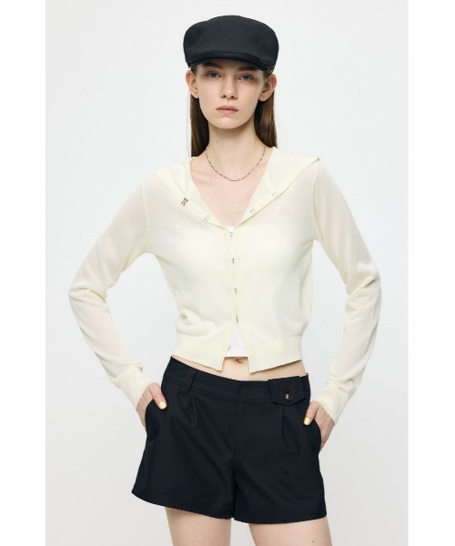 MOUSSY(マウジー)の「SHEER HOOKED カーディガン(カーディガン/ボレロ・レディース・ブラック/ネイビー/オフホワイト・FREE)」の16枚目の写真