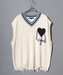 ANPAS（アンパス）の「Heart Jacquard Knit Vest / ハートジャカードニットベスト  Vネック ユニセックス メンズ レディース トップス 春夏（ベスト）」