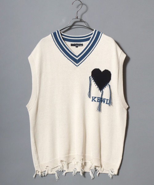 ANPAS（アンパス）の「Heart Jacquard Knit Vest / ハートジャカードニットベスト  Vネック ユニセックス メンズ レディース トップス 春夏（ベスト・メンズ・ホワイト/ブラック・M/L）」の12枚目の写真