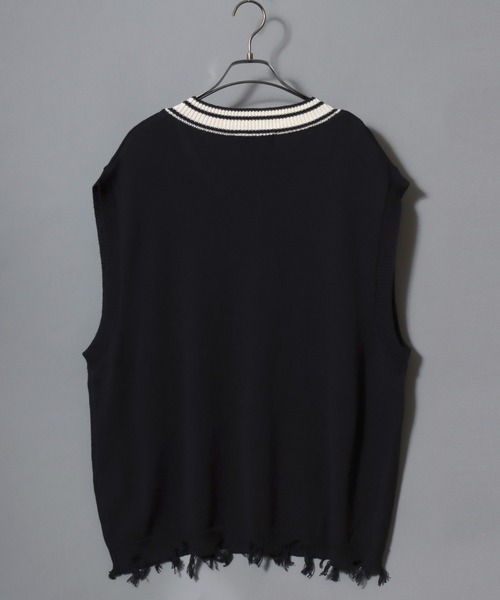 ANPAS（アンパス）の「Heart Jacquard Knit Vest / ハートジャカードニットベスト  Vネック ユニセックス メンズ レディース トップス 春夏（ベスト・メンズ・ホワイト/ブラック・M/L）」の8枚目の写真