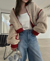 WILLFULLY（ウィルフリー）の「short heart dot jacquard reversible knit cardigan（ニット/セーター）」
