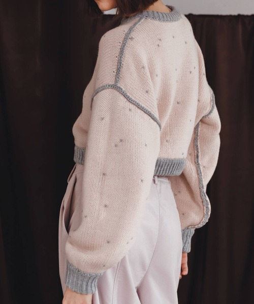 WILLFULLY(ウィルフリー)の「short heart dot jacquard reversible knit cardigan(ニット/セーター・レディース・タン/ホワイト系その他/レッド系その他/グレー×ピンク・FREE)」の2枚目の写真