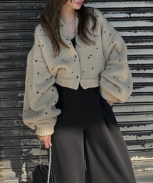 WILLFULLY（ウィルフリー）の「short heart dot jacquard reversible knit cardigan（ニット/セーター）」