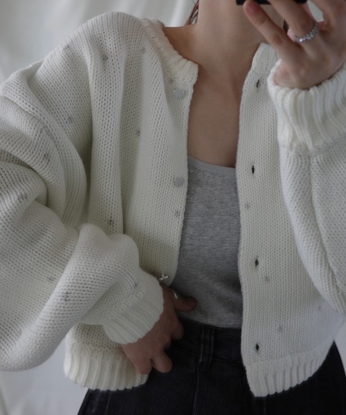 WILLFULLY(ウィルフリー)の「short heart dot jacquard reversible knit cardigan(ニット/セーター・レディース・タン/ホワイト系その他/レッド系その他/グレー×ピンク・FREE)」の8枚目の写真