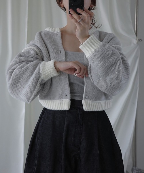 WILLFULLY(ウィルフリー)の「short heart dot jacquard reversible knit cardigan(ニット/セーター・レディース・タン/ホワイト系その他/レッド系その他/グレー×ピンク・FREE)」の9枚目の写真
