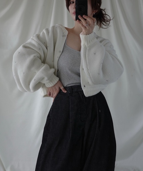 WILLFULLY(ウィルフリー)の「short heart dot jacquard reversible knit cardigan(ニット/セーター・レディース・タン/ホワイト系その他/レッド系その他/グレー×ピンク・FREE)」の10枚目の写真