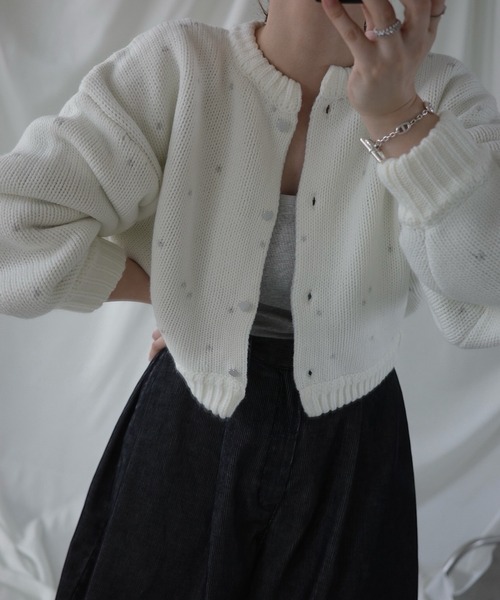 WILLFULLY(ウィルフリー)の「short heart dot jacquard reversible knit cardigan(ニット/セーター・レディース・タン/ホワイト系その他/レッド系その他/グレー×ピンク・FREE)」の11枚目の写真
