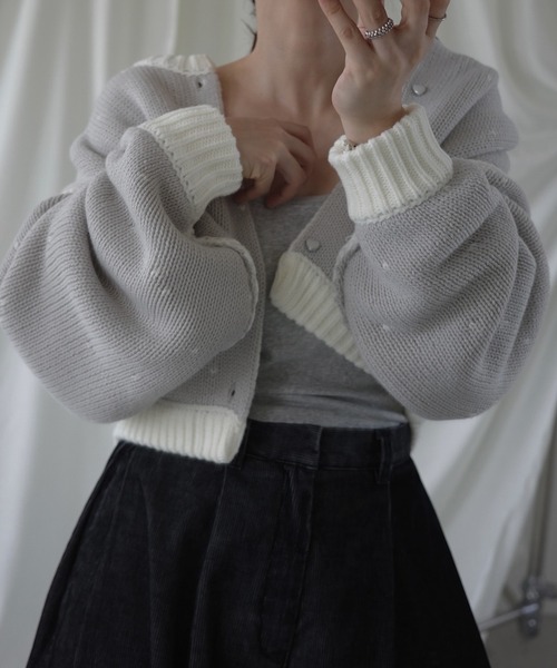 WILLFULLY(ウィルフリー)の「short heart dot jacquard reversible knit cardigan(ニット/セーター・レディース・タン/ホワイト系その他/レッド系その他/グレー×ピンク・FREE)」の12枚目の写真