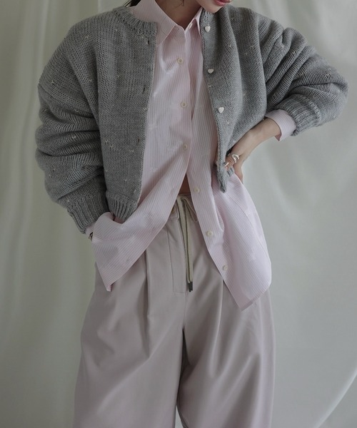 WILLFULLY(ウィルフリー)の「short heart dot jacquard reversible knit cardigan(ニット/セーター・レディース・タン/ホワイト系その他/レッド系その他/グレー×ピンク・FREE)」の18枚目の写真