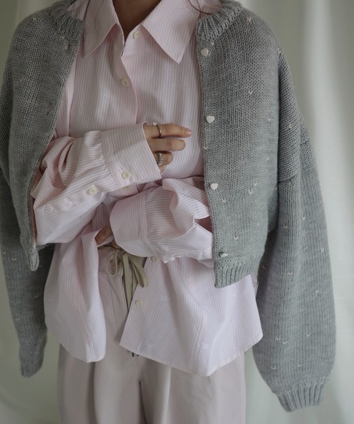 WILLFULLY(ウィルフリー)の「short heart dot jacquard reversible knit cardigan(ニット/セーター・レディース・タン/ホワイト系その他/レッド系その他/グレー×ピンク・FREE)」の20枚目の写真
