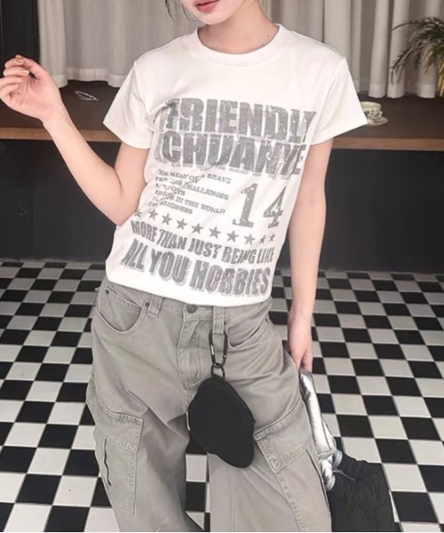Vipoa(ヴィポア)の「vintage logo print tee(Tシャツ/カットソー・レディース・グレー/ブラック/ホワイト・FREE)」の4枚目の写真