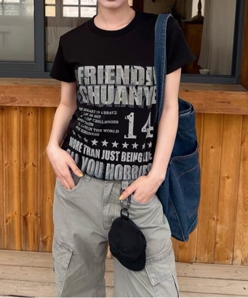 Vipoa(ヴィポア)の「vintage logo print tee(Tシャツ/カットソー・レディース・グレー/ブラック/ホワイト・FREE)」の6枚目の写真