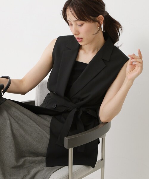COUP DE CHANCE（クードシャンス）の「【手洗い可／日本製】テーラードジレ（テーラードジャケット・レディース・ブラック/ベージュ・34/40/38/36）」の5枚目の写真