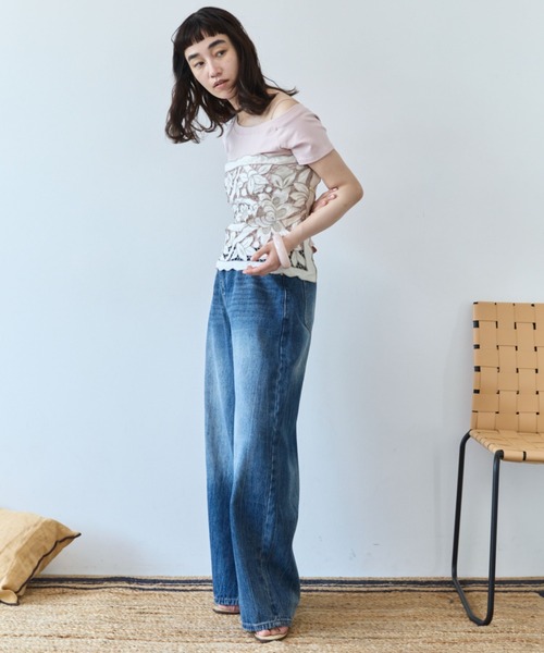 flaeu(フラユ)の「Asymmetry Boat Neck Tee(Tシャツ/カットソー・レディース・ホワイト/ピンク/ブラック×ホワイト/グレー/ブラック・FREE)」の13枚目の写真