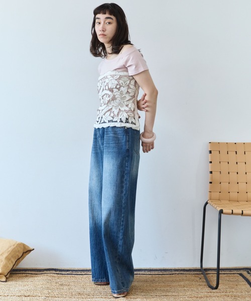 flaeu(フラユ)の「Asymmetry Boat Neck Tee(Tシャツ/カットソー・レディース・ホワイト/ピンク/ブラック×ホワイト/グレー/ブラック・FREE)」の14枚目の写真