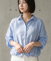 ガーゼ前ドロスト紐ありブラウス