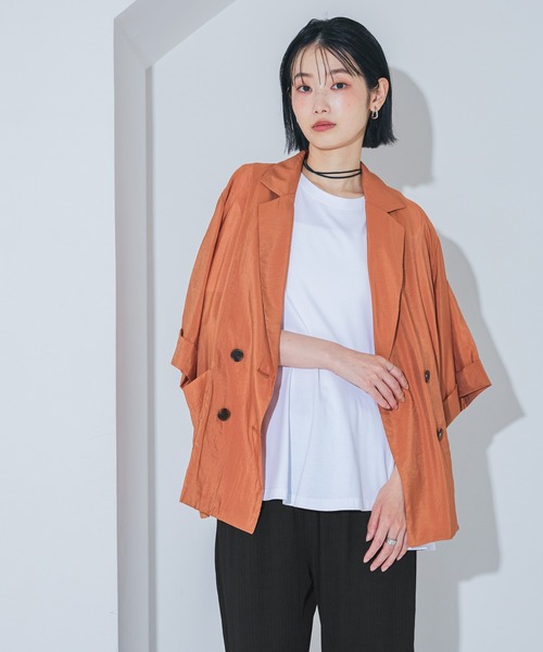 LAKOLE(ラコレ)の「シアーダブルジャケット /889018(テーラードジャケット・レディース・オレンジ/アイボリー/ブラック/サンドグレー・FREE)」の4枚目の写真