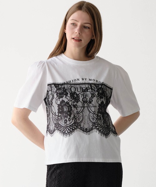 ZAKKA-BOX(ザッカボックス)の「レイヤードレースプリントTシャツ(Tシャツ/カットソー・レディース・ブラック/ホワイト・FREE)」の11枚目の写真