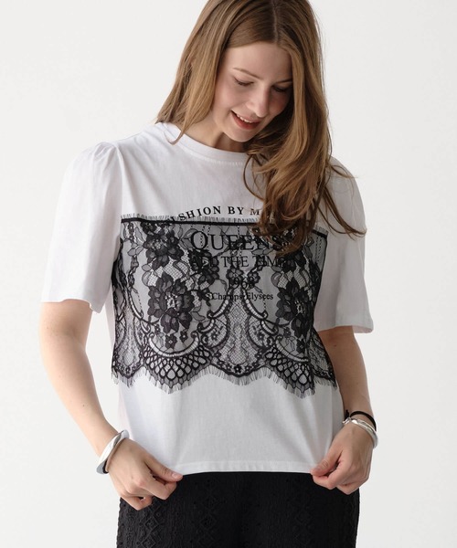 ZAKKA-BOX(ザッカボックス)の「レイヤードレースプリントTシャツ(Tシャツ/カットソー・レディース・ブラック/ホワイト・FREE)」の16枚目の写真