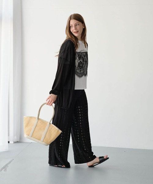 ZAKKA-BOX(ザッカボックス)の「レイヤードレースプリントTシャツ(Tシャツ/カットソー・レディース・ブラック/ホワイト・FREE)」の7枚目の写真