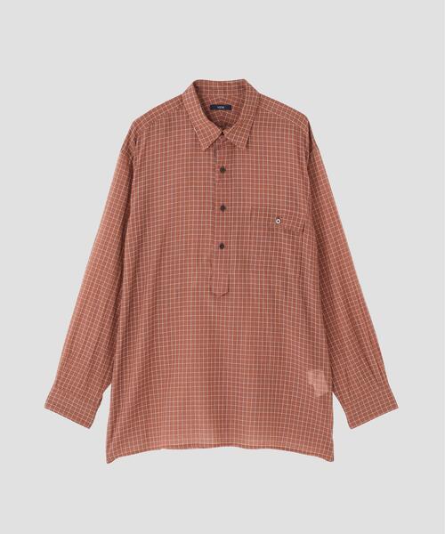 YLEVE(イレーヴ)の「YLEVE / COTTON SILK CHECK PULLOVER SHIRT(シャツ/ブラウス・メンズ・ブラウン/ブルー・5/4)」の7枚目の写真