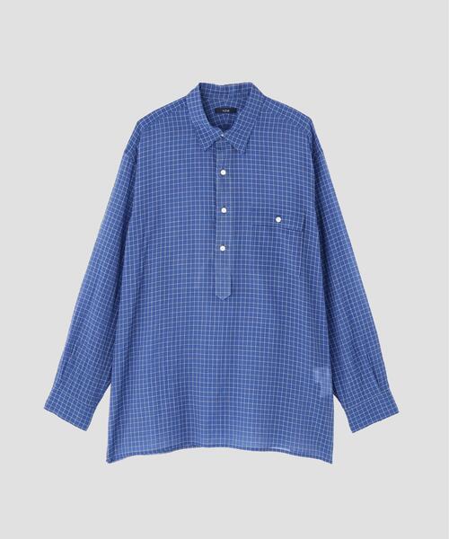 YLEVE(イレーヴ)の「YLEVE / COTTON SILK CHECK PULLOVER SHIRT(シャツ/ブラウス・メンズ・ブラウン/ブルー・5/4)」の14枚目の写真