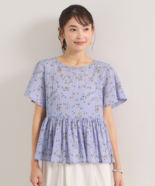 ITS'DEMO(イッツデモ)の「花柄シャーリングブラウス(シャツ/ブラウス・レディース・ホワイト系3/ブラック系/サックスブルー系・00)」の16枚目の写真