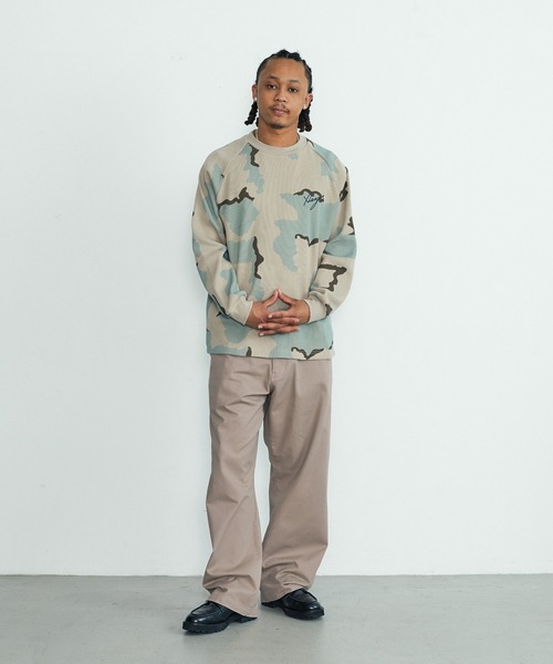 XLARGE(エクストララージ)の「WAFFLE RAGLAN TOP(Tシャツ/カットソー・メンズ・カモフラージュ/マスタード/ブラック・S/M/L/XL)」の9枚目の写真