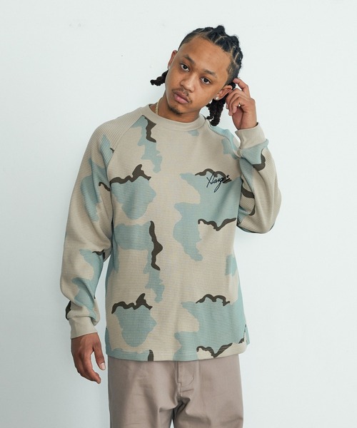 XLARGE(エクストララージ)の「WAFFLE RAGLAN TOP(Tシャツ/カットソー・メンズ・カモフラージュ/マスタード/ブラック・S/M/L/XL)」の7枚目の写真