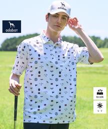 adabat | 【ADABAT NAVY】シャダンモノグラムプリント半袖ポロシャツ(ポロシャツ)