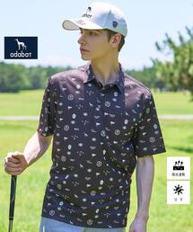 adabat | 【ADABAT NAVY】UVケア/吸水速乾 シャダンモノグラムプリント半袖ポロシャツ(ポロシャツ)