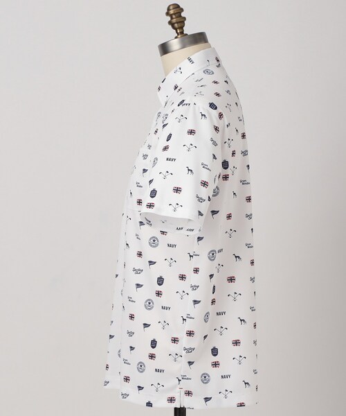 adabat(アダバット)の「【ADABAT NAVY】UVケア/吸水速乾 シャダンモノグラムプリント半袖ポロシャツ(ポロシャツ・メンズ・ホワイト系1/ブルー系その他2/ブラウン系その他2・46/52/50/48)」の5枚目の写真