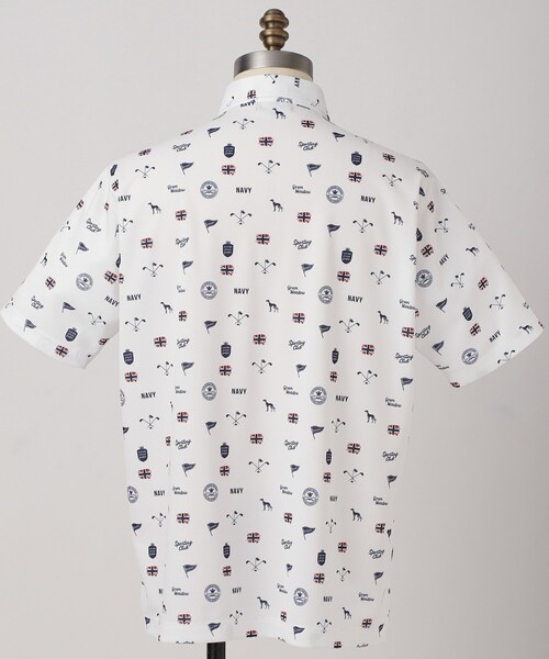 adabat(アダバット)の「【ADABAT NAVY】UVケア/吸水速乾 シャダンモノグラムプリント半袖ポロシャツ(ポロシャツ・メンズ・ホワイト系1/ブルー系その他2/ブラウン系その他2・46/52/50/48)」の7枚目の写真