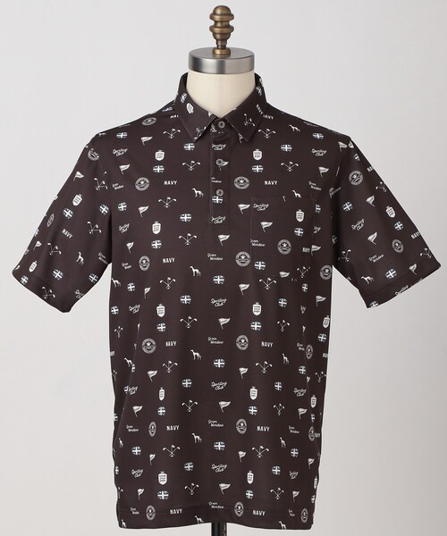 adabat(アダバット)の「【ADABAT NAVY】UVケア/吸水速乾 シャダンモノグラムプリント半袖ポロシャツ(ポロシャツ・メンズ・ホワイト系1/ブルー系その他2/ブラウン系その他2・46/52/50/48)」の8枚目の写真
