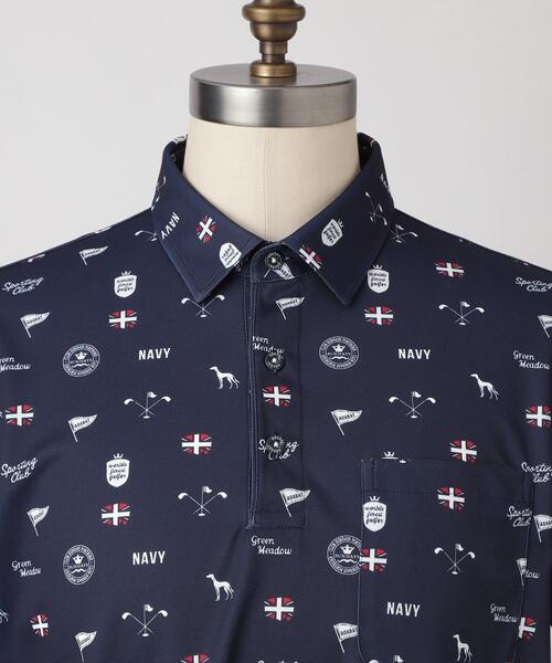 adabat(アダバット)の「【ADABAT NAVY】UVケア/吸水速乾 シャダンモノグラムプリント半袖ポロシャツ(ポロシャツ・メンズ・ホワイト系1/ブルー系その他2/ブラウン系その他2・46/52/50/48)」の16枚目の写真