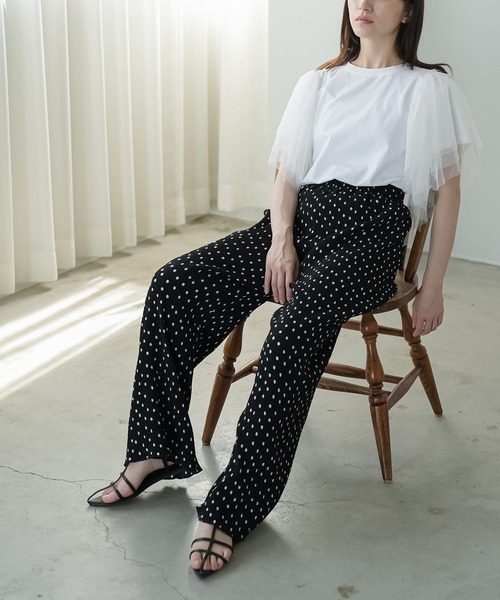 mili an deni(ミリアンデニ)の「袖ティアードチュールTシャツ(Tシャツ/カットソー・レディース・オフホワイト/ブラック・M)」の16枚目の写真
