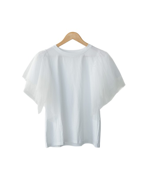 mili an deni(ミリアンデニ)の「袖ティアードチュールTシャツ(Tシャツ/カットソー・レディース・オフホワイト/ブラック・M)」の11枚目の写真