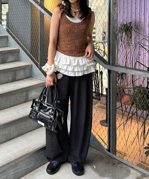 CIAOPANIC(チャオパニック)の「ティアードヘムリブタンクトップ(タンクトップ・レディース・ホワイト/ブラック・ONE SIZE)」の13枚目の写真