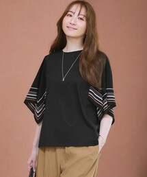 スカーフコンビ デザインスリーブ カットソー