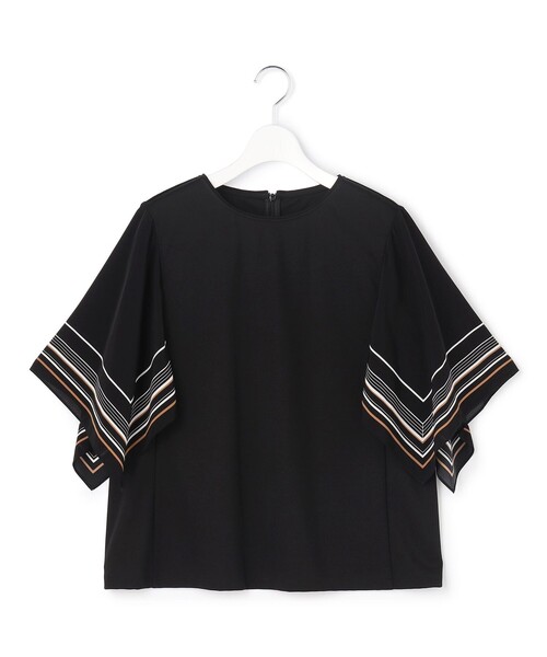 23区 L(ニジュウサンクオオキイサイズ)の「スカーフコンビ デザインスリーブ カットソー(Tシャツ/カットソー・レディース・ダークブラウン系/ブラック系/ホワイト系・44/46)」の13枚目の写真