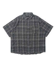 OTHERFITS（アザーフィッツ）の「シアサッカー チェック ハーフシャツ (ネイビー)（シャツ/ブラウス）」