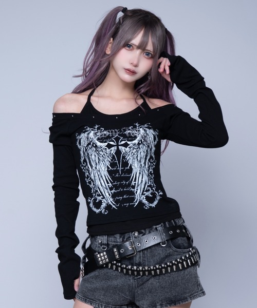 REFLEM(レフレム)の「『REFLEM/レフレム』キャミレイヤードL/S TEE/ロングスリーブカットソー(Tシャツ/カットソー・レディース・ホワイト/グレー/ブラック・FREE)」の1枚目の写真