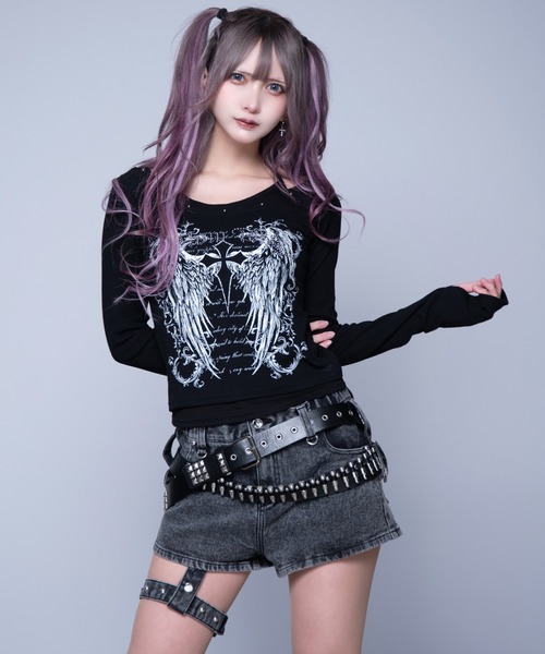 REFLEM(レフレム)の「『REFLEM/レフレム』キャミレイヤードL/S TEE/ロングスリーブカットソー(Tシャツ/カットソー・レディース・ホワイト/グレー/ブラック・FREE)」の5枚目の写真