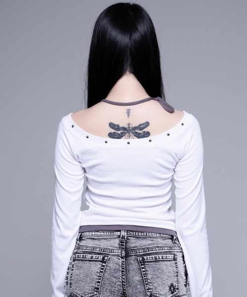 REFLEM(レフレム)の「『REFLEM/レフレム』キャミレイヤードL/S TEE/ロングスリーブカットソー(Tシャツ/カットソー・レディース・ホワイト/グレー/ブラック・FREE)」の17枚目の写真