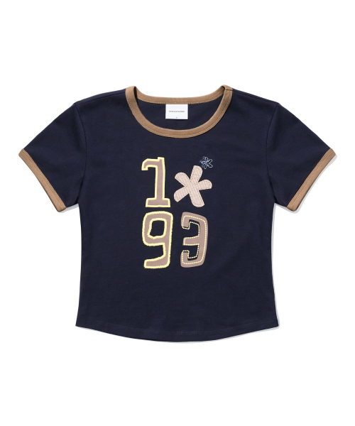 1993STUDIO(1993スタジオ)の「W 1993 フラワーベイビーリンガーTシャツ_ネイビー(Tシャツ/カットソー・レディース・その他・MEDIUM/SMALL)」の1枚目の写真