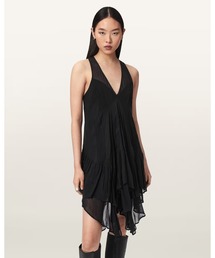 ALLSAINTS | GRETEL ASYMMETRIC TIERED MIDI DRESS | GRETEL アシンメトリー ティアード ミディ ドレス・ワンピース(ワンピース)